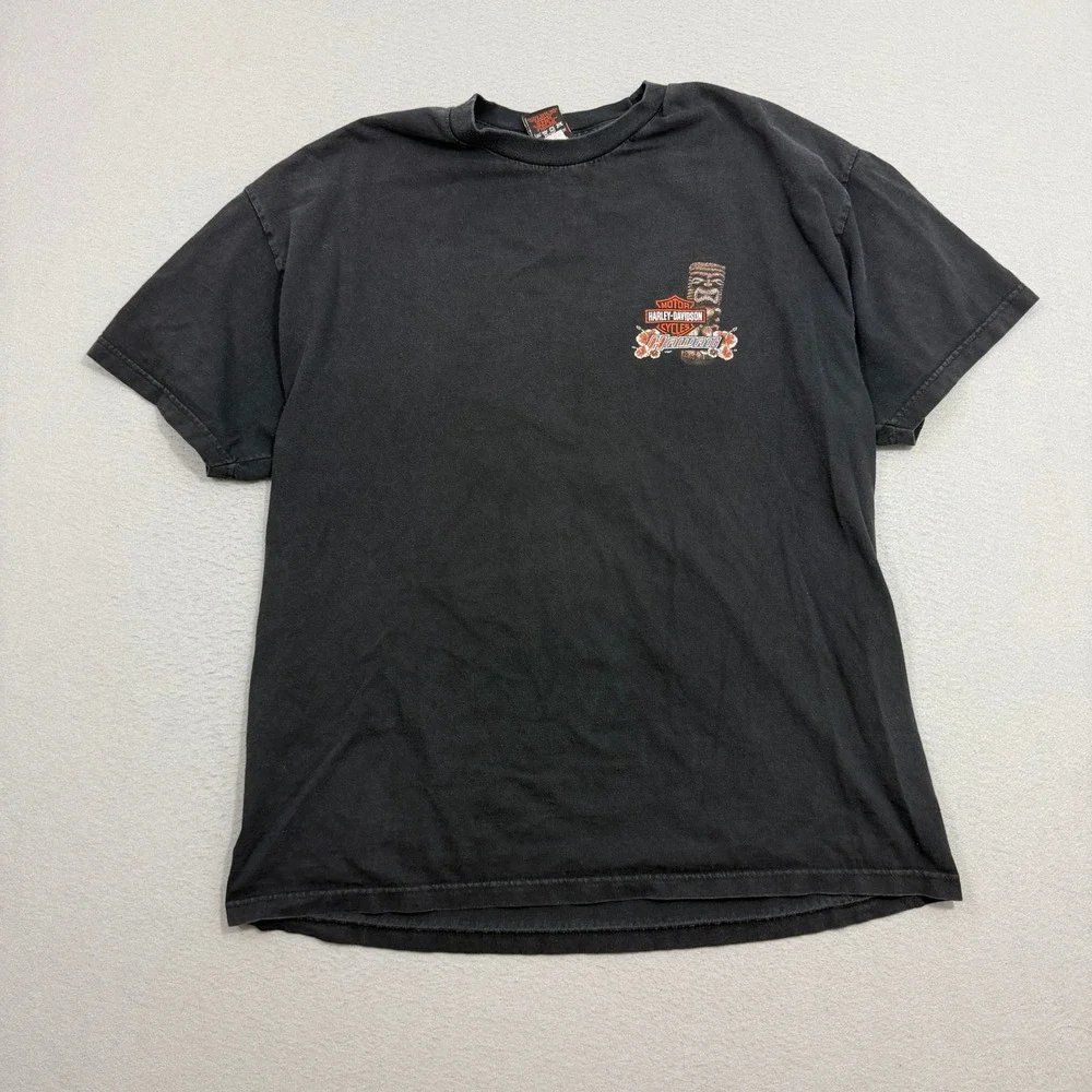 Vintage Harley-Davidson Shirt 2X Black Hawaii Tiki Hula Girl Ride The Dream 90s